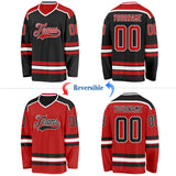 Custom Black Red-White Reversible Double Side Hockey Jersey