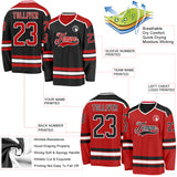Custom Black Red-White Reversible Double Side Hockey Jersey