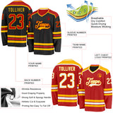 Custom Black Red-Gold Reversible Double Side Hockey Jersey