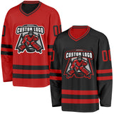 Custom Black-Red Reversible Double Side Hockey Jersey