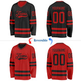 Custom Black-Red Reversible Double Side Hockey Jersey