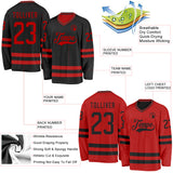 Custom Black-Red Reversible Double Side Hockey Jersey