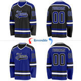 Custom Black Royal-White Reversible Double Side Hockey Jersey