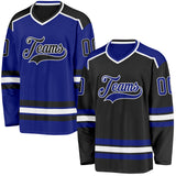 Custom Black Royal-White Reversible Double Side Hockey Jersey