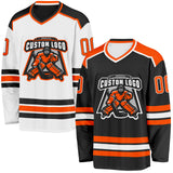 Custom Black Orange-White Reversible Double Side Hockey Jersey