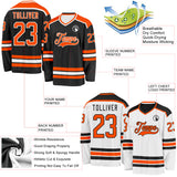 Custom Black Orange-White Reversible Double Side Hockey Jersey