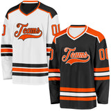 Custom Black Orange-White Reversible Double Side Hockey Jersey
