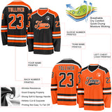 Custom Black Orange-White Reversible Double Side Hockey Jersey