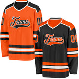Custom Black Orange-White Reversible Double Side Hockey Jersey