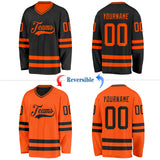Custom Black-Orange Reversible Double Side Hockey Jersey