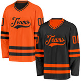 Custom Black-Orange Reversible Double Side Hockey Jersey