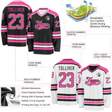 Custom Black Pink-White Reversible Double Side Hockey Jersey