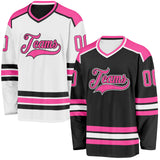 Custom Black Pink-White Reversible Double Side Hockey Jersey