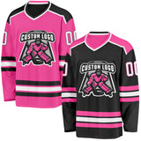 Custom Black White-Pink Reversible Double Side Hockey Jersey