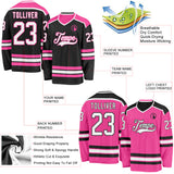 Custom Black White-Pink Reversible Double Side Hockey Jersey