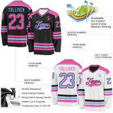 Custom Black Pink-Light Blue Reversible Double Side Hockey Jersey
