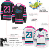 Custom Black Pink-Teal Reversible Double Side Hockey Jersey