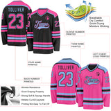 Custom Black Pink-Light Blue Reversible Double Side Hockey Jersey