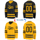 Custom Black-Gold Reversible Double Side Hockey Jersey