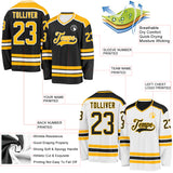 Custom Black Gold-White Reversible Double Side Hockey Jersey