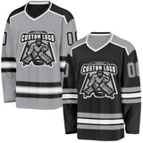 Custom Black Gray-White Reversible Double Side Hockey Jersey