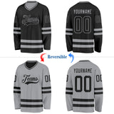 Custom Black-Gray Reversible Double Side Hockey Jersey