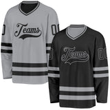 Custom Black-Gray Reversible Double Side Hockey Jersey