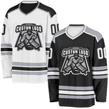 Custom Black White-Gray Reversible Double Side Hockey Jersey