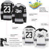 Custom Black White-Gray Reversible Double Side Hockey Jersey