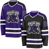 Custom Black Purple-White Reversible Double Side Hockey Jersey