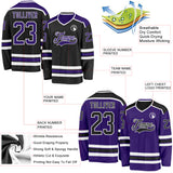 Custom Black Purple-White Reversible Double Side Hockey Jersey