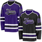 Custom Black Purple-White Reversible Double Side Hockey Jersey
