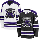 Custom Black White-Purple Reversible Double Side Hockey Jersey