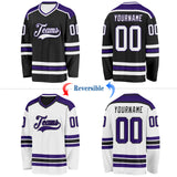 Custom Black White-Purple Reversible Double Side Hockey Jersey