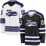 Custom Black White-Purple Reversible Double Side Hockey Jersey