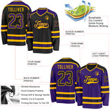 Custom Black Purple-Gold Reversible Double Side Hockey Jersey