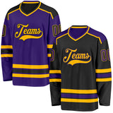 Custom Black Purple-Gold Reversible Double Side Hockey Jersey