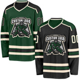 Custom Black Cream-Green Reversible Double Side Hockey Jersey
