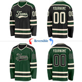 Custom Black Cream-Green Reversible Double Side Hockey Jersey