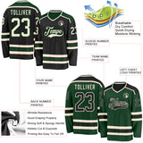 Custom Black Cream-Green Reversible Double Side Hockey Jersey