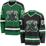 Custom Black White-Kelly Green Reversible Double Side Hockey Jersey