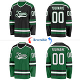 Custom Black White-Kelly Green Reversible Double Side Hockey Jersey