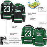 Custom Black White-Kelly Green Reversible Double Side Hockey Jersey