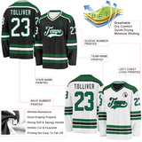 Custom Black White-Kelly Green Reversible Double Side Hockey Jersey