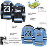 Custom Black White-Light Blue Reversible Double Side Hockey Jersey
