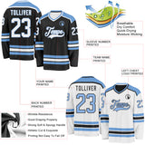 Custom Black White-Light Blue Reversible Double Side Hockey Jersey