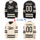 Custom Black-Cream Reversible Double Side Hockey Jersey