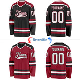 Custom Black White-Maroon Reversible Double Side Hockey Jersey