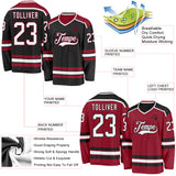 Custom Black White-Maroon Reversible Double Side Hockey Jersey