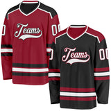 Custom Black White-Maroon Reversible Double Side Hockey Jersey